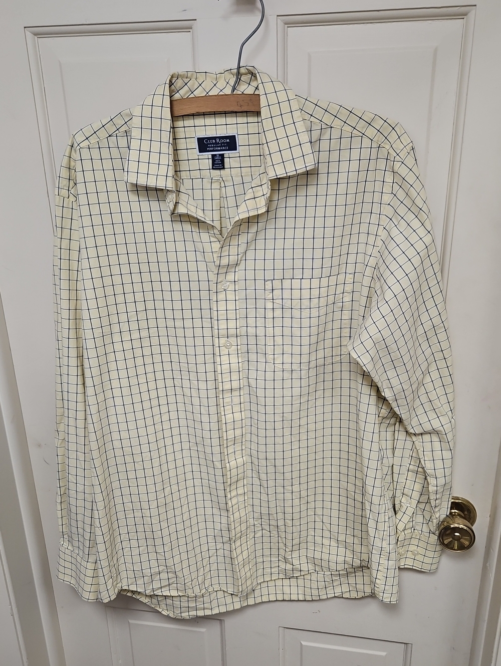 Club Room Yellow Plaid Performance Dress Shirt